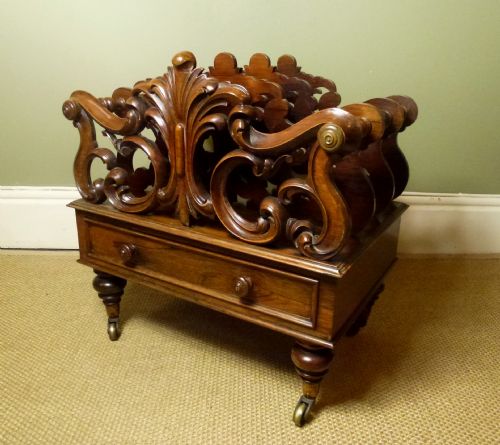 Antique 19th C Rosewood Cantebury / Magazine Holder
