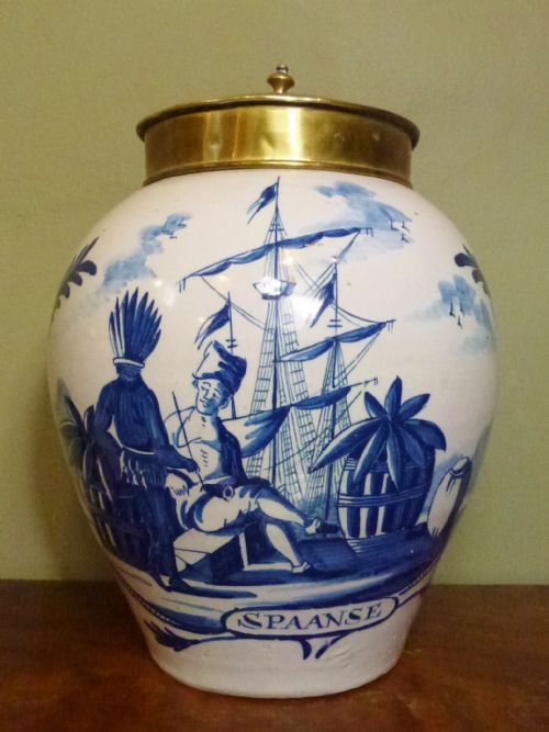 18th C Delft Tobacco Jar