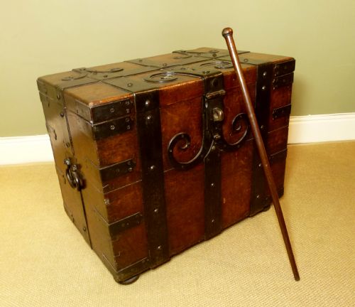 Impressive Antique Oak Strong Chest
