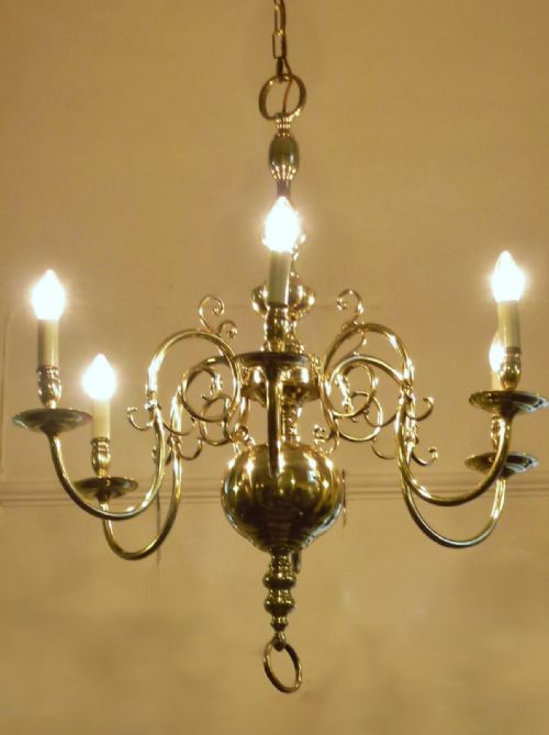 19th C Brass Hanging Centre Light