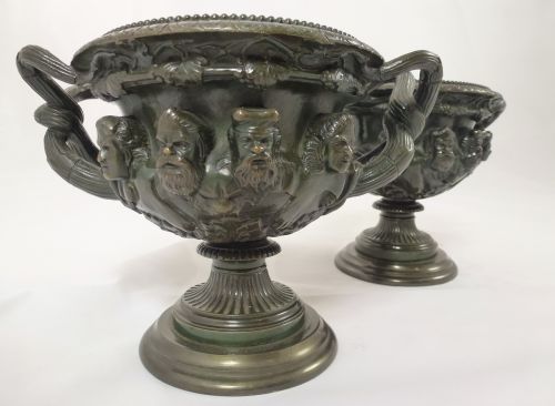 Pair of Antique Bronze Warwick Vases