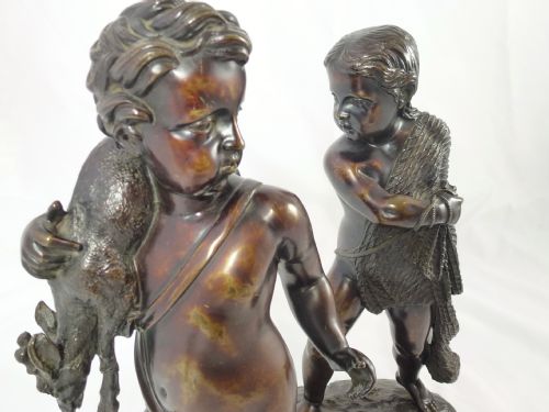 Large Pair of Antique Bronze Cherubs