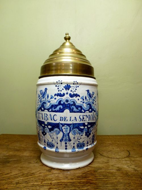18th C Delft Tobacco Jar