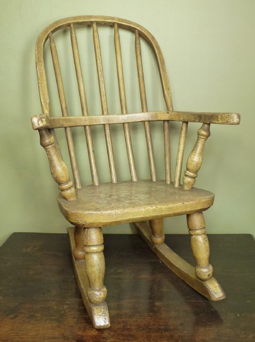 Antique 19th C Childs Windsor Rocking Chair