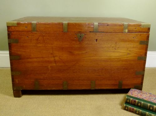 Antique 19th C Teak Campaign Chest