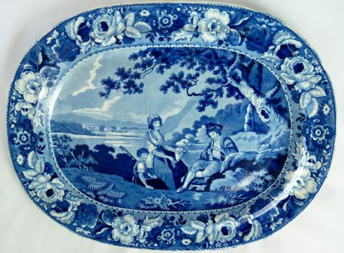 Antique 19th C Blue & White Meatplate