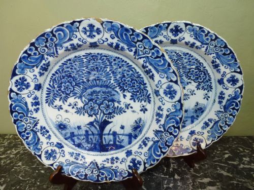 Pair 18th C Delft Chargers