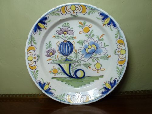 18th C Delft Polychrome Charger