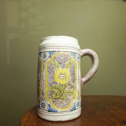 Antique Early Tin Glazed Tankard
