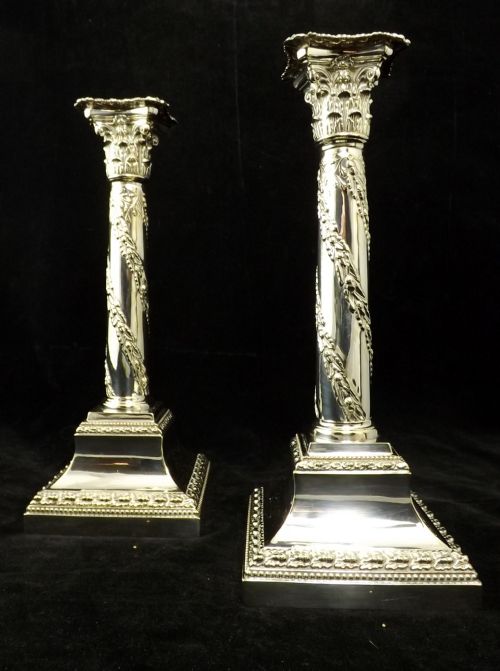 Pair of 19th C Silver Plated Candle Sticks