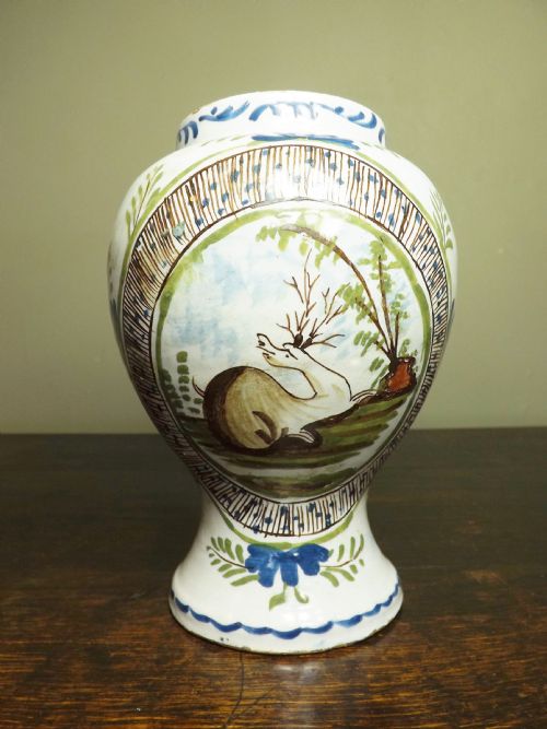 Antique 18th C Delft Polychrome Vase