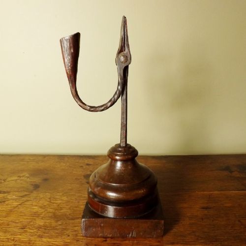 18th C Rush Light & Candle Holder