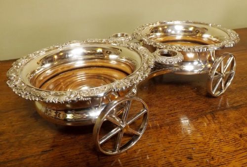 19th C Silver-plated Decanter Carriage