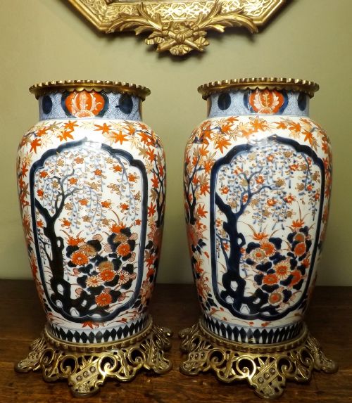 Pair of 19th C Imari Vases