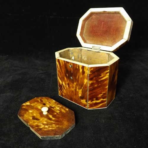 Early 19th C Tortoiseshell Tea Caddy