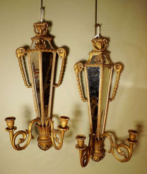 Pair of 19th C Gilt Wood Wall Sconces