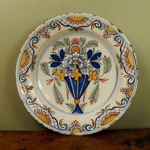 18th C Delft Polychrome Charger