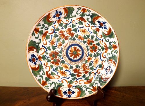 Early 18th C Delft Polychrome Plate