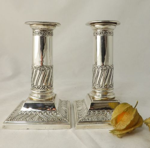 Pair Silver Candlesticks, Sheffield 1904