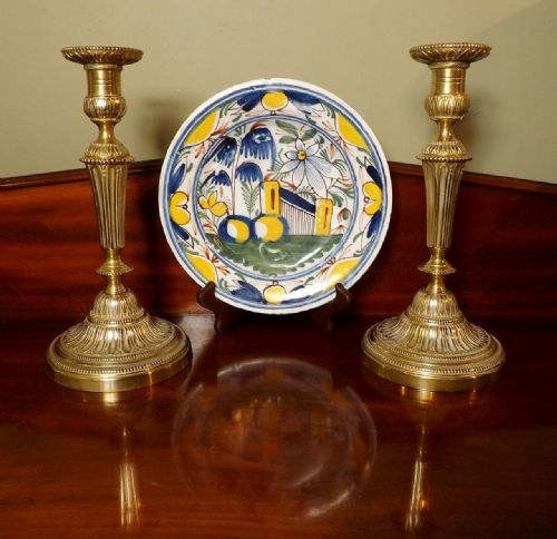 Pair of 19th C Brass Candlesticks