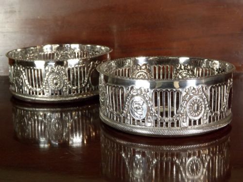 Antique Silver Plated Decanter Coasters