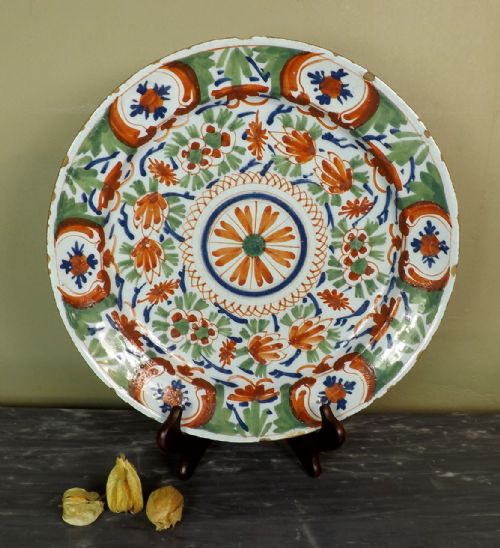18th C Delft Polychrome Charger