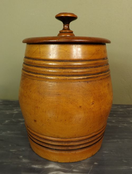 19th C Fruitwood Jar & Cover