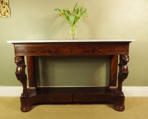 Early 19th C Marble & Mahogany Console Table