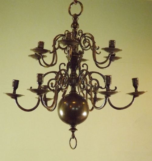 19th C Brass Two Tier Centre Light