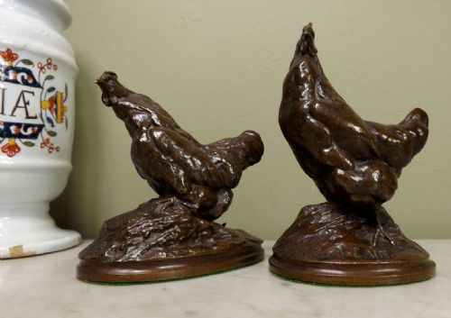 Pair of Bronze Chickens