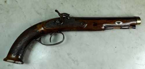 19th C Walnut Stocked Pistol