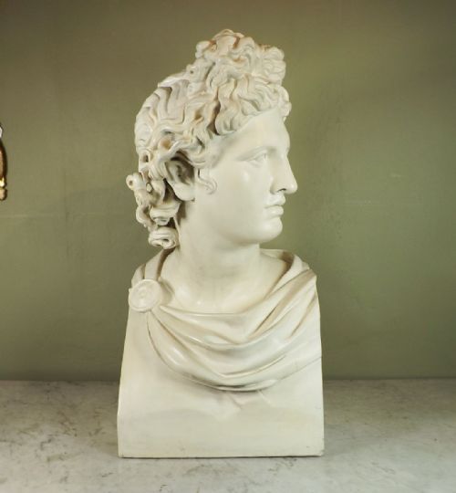 Large Antique Plaster Bust of Apollo