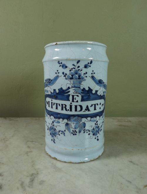 18th C Delft Apothecary Jar