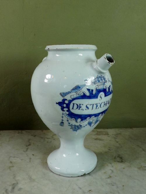 18th C Delft Spouted Apothecary Jar