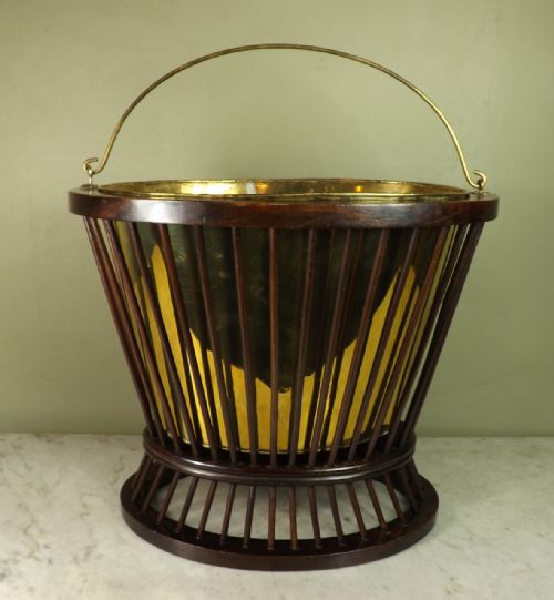 19th C Mahogany Bucket with Brass Liner