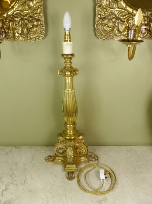 19th C Brass Lamp Base