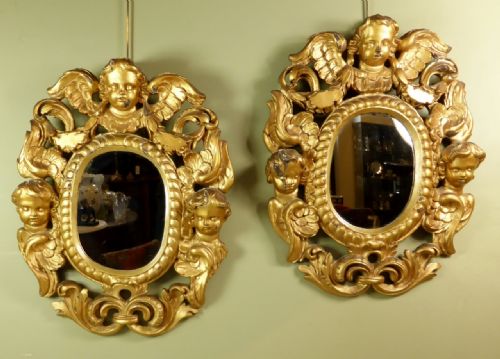 Pair of 18th C Gilt Wood Mirrors