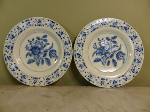 Pair 18th C Delft Plates