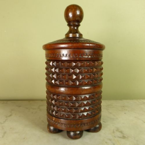 A 19th Century Walnut Carved Tobacco Jar