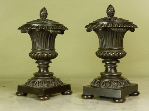 Pair of Regency Bronze Classical Vases