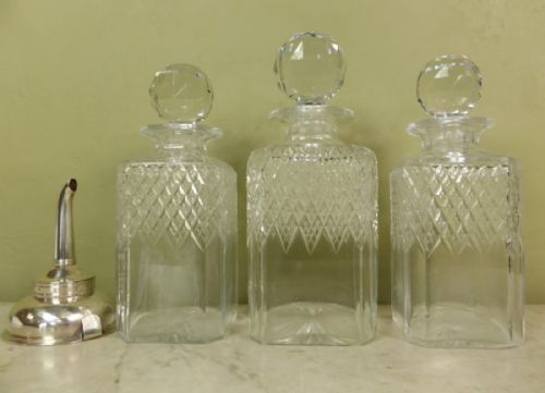 Set of 3 19th C Decanters
