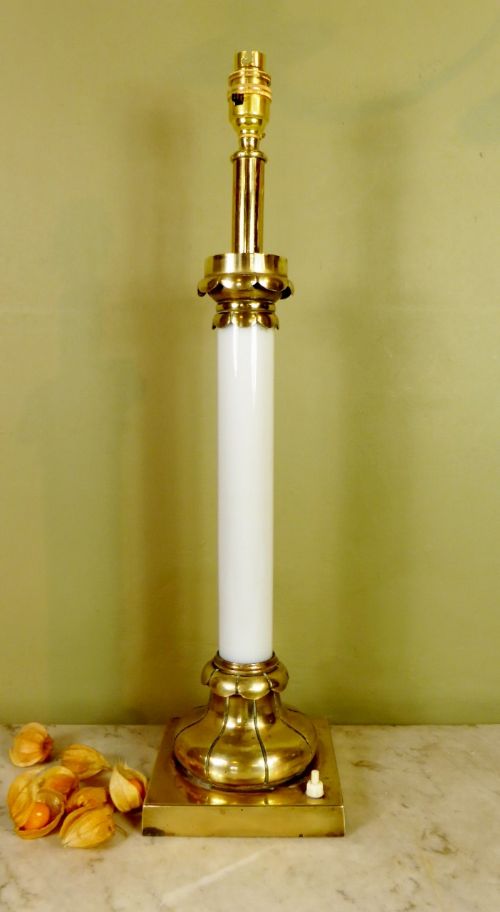 19th C Brass and Glass Lamp Base