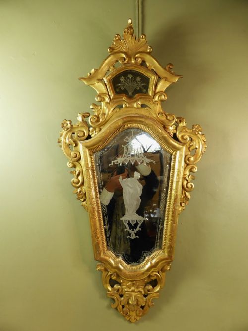 19th C Gilt Girondel Wall Mirror