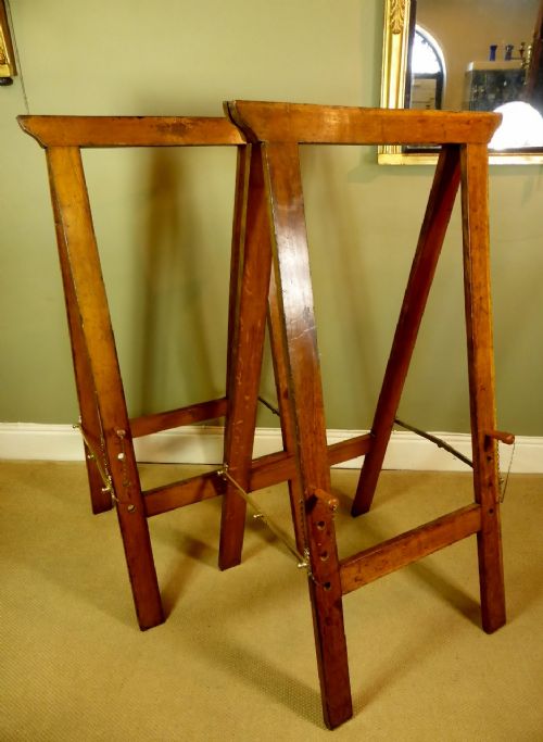 Pair of 19th C Oak & Brass Easels