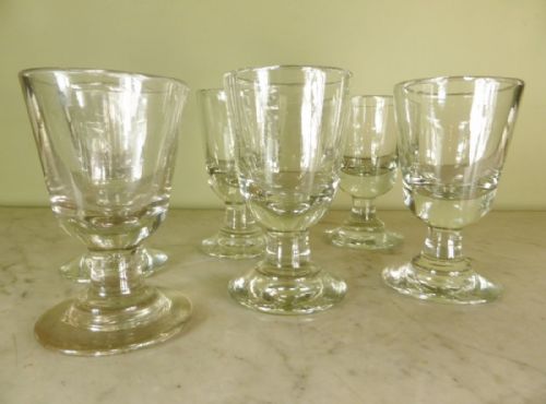 Set of Six Antique Glass Rummers