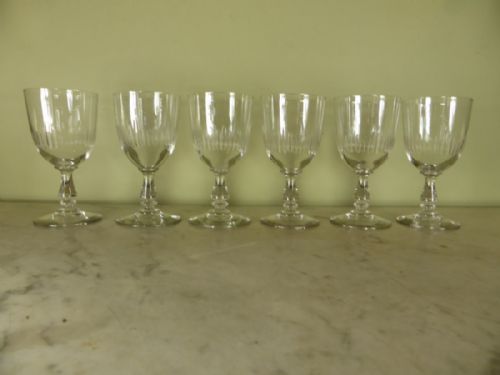 Set of Six 19th C Claret Wine Glasses