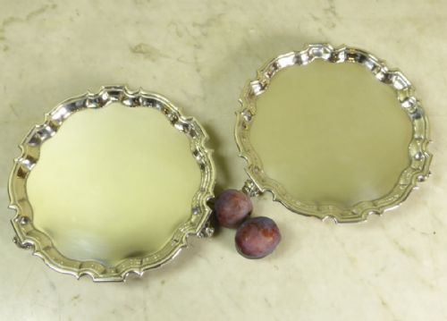 Pair of 18th C Silver Salvers