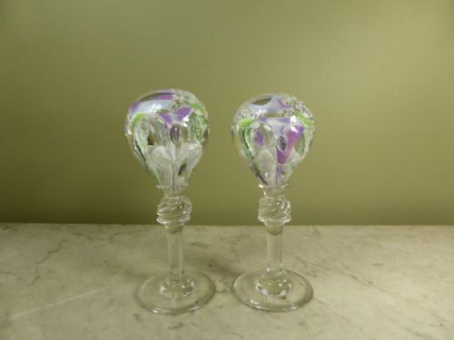Pair of 19th C Glass Pinnacles