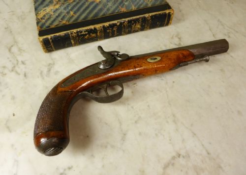 19th Century Walnut Stocked Percussion Pistol.