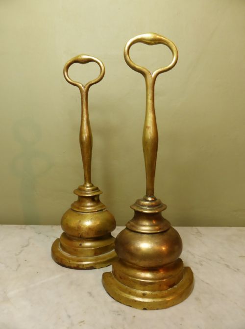 Pair of 19th C Brass Door Stops